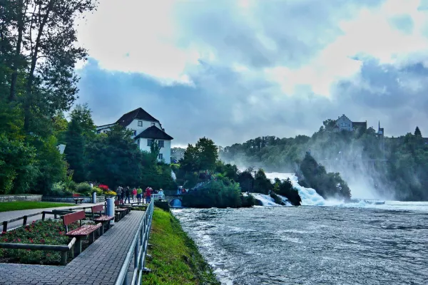 Rhine Falls promenade in Switzerland